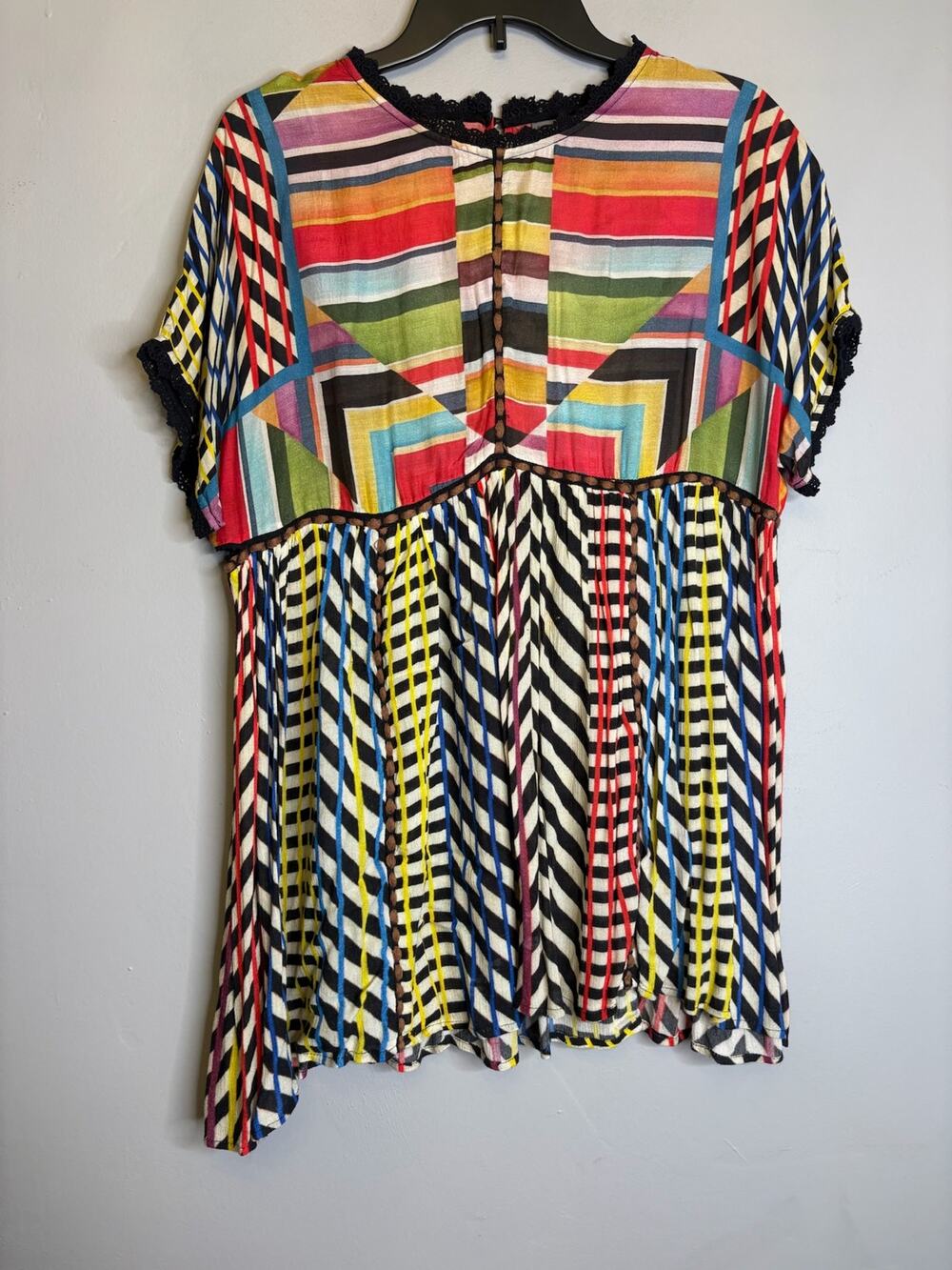 Conditions Apply Anthropologie Multi Stripe Geometric Mini Dress Size Small S